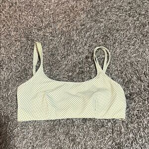 Fabletics Green Gingham Sports Bra